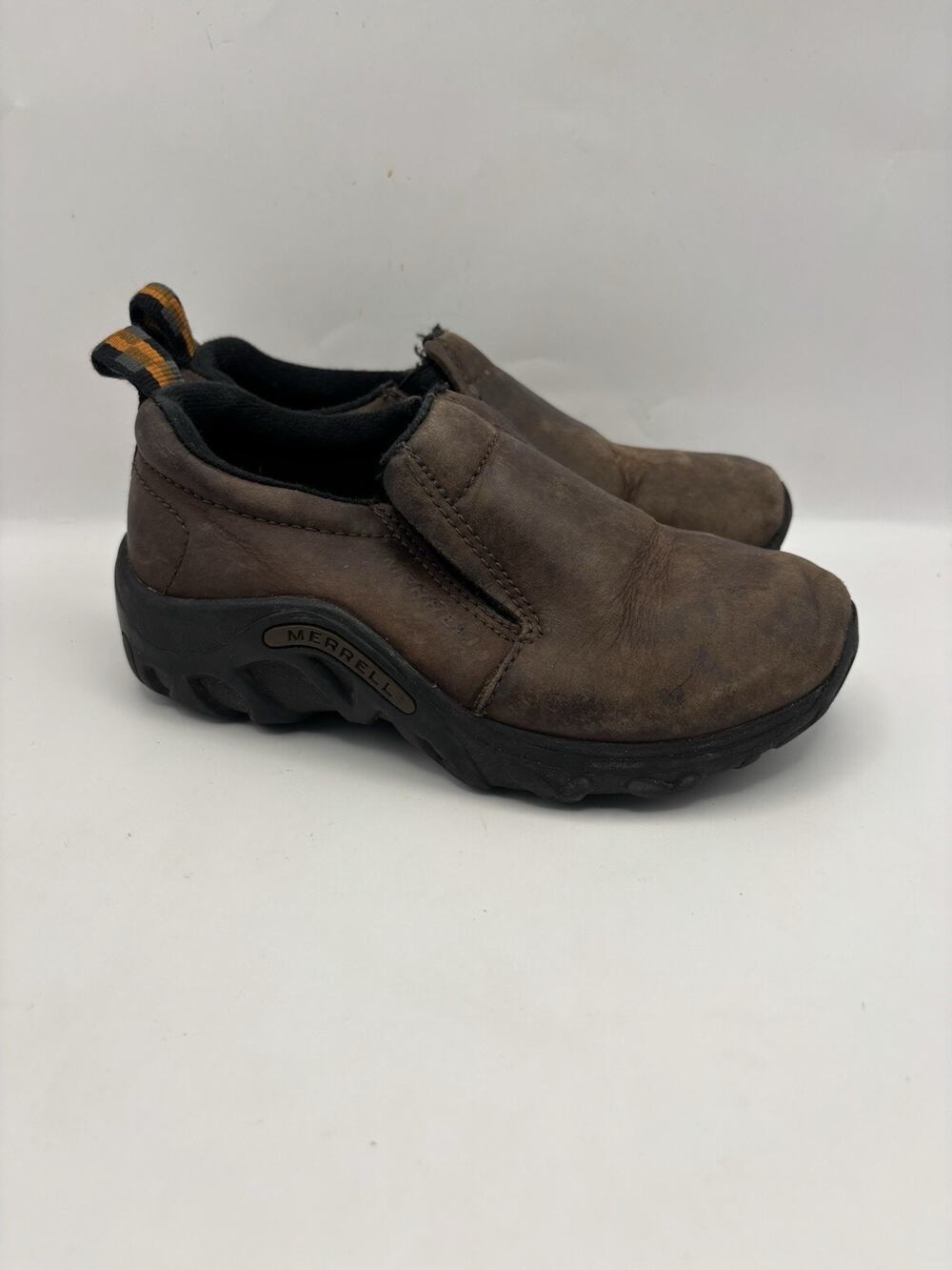 Merrell Jungle Moc Kids Slip On Brown Leather Shoes Size 11.5 Juniors
